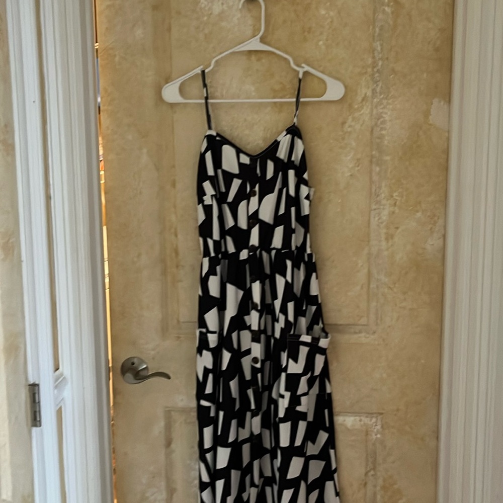 Black and white spaghetti strap summer dress